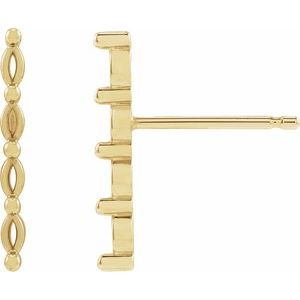 14K Yellow 2.5x1.25 mm Marquise Bar Earring Mounting