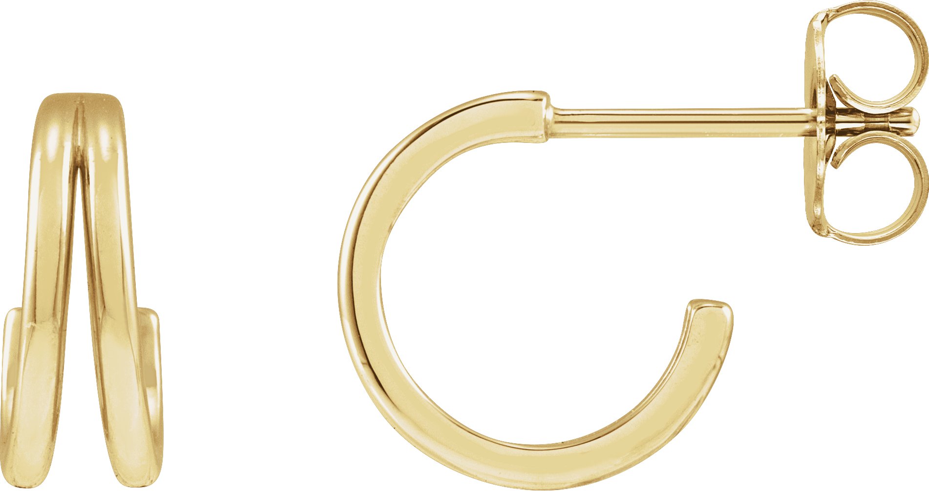 14K Yellow 10 mm Huggie Hoop Earrings