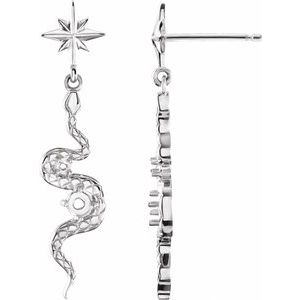 Sterling Silver Accented Right Snake Earring Mounting