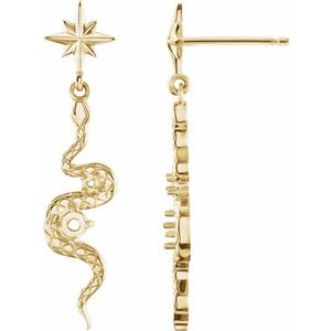 14K Yellow Accented Left Snake Earring Mounting