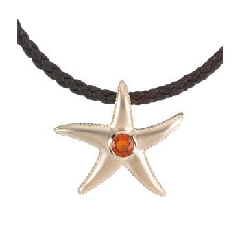 14K Yellow Mexican Fire Opal Starfish Pendant Ref 2482536
