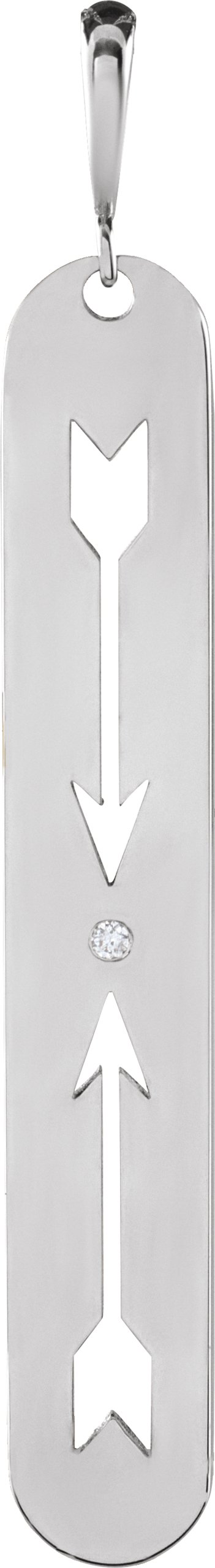 Sterling Silver .0025 CT Natural Diamond Arrow Bar Pendant