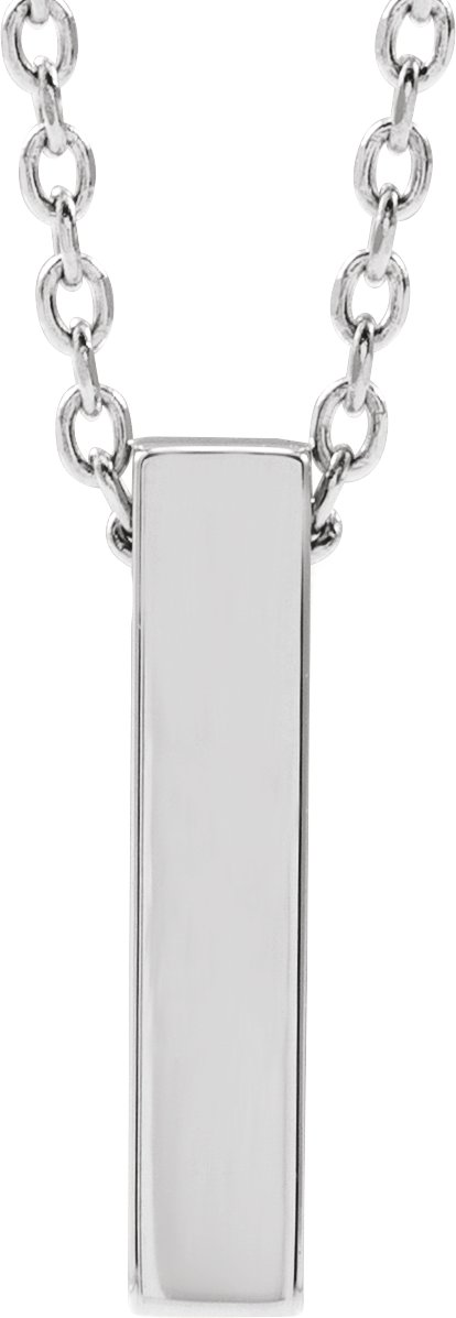 Platinum 12x2.6 mm Engravable Four-Sided Vertical Bar 16-18