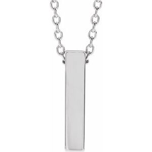 Sterling Silver 12x2.6 mm Engravable Four-Sided Vertical Bar 16-18