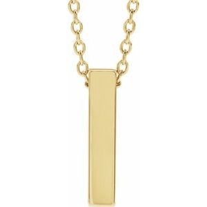 14K Yellow 12x2.6 mm Engravable Four-Sided Vertical Bar 16-18