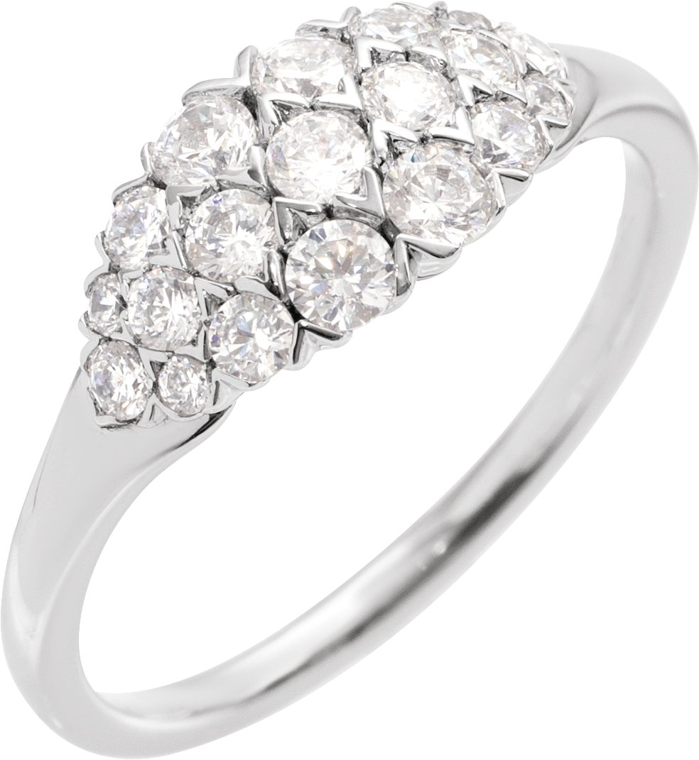 14K White 1/2 CTW Natural Diamond Cluster Ring