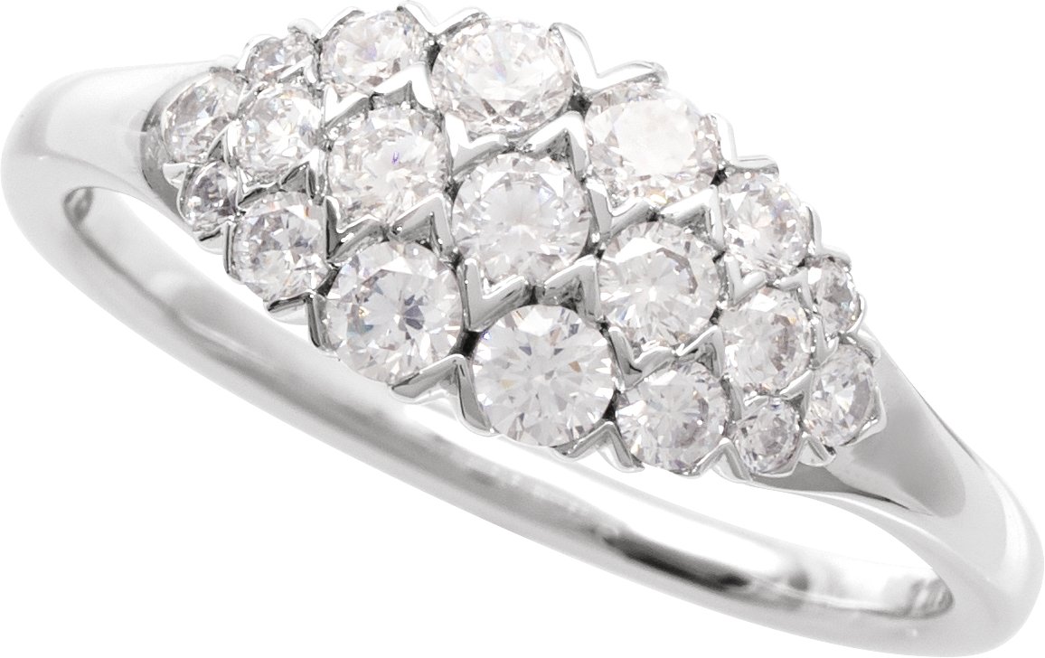 14K White 1/2 CTW Natural Diamond Cluster Ring