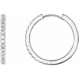 14K White 3/8 CTW Lab-Grown Diamond 17.4 mm Hoop Earrings