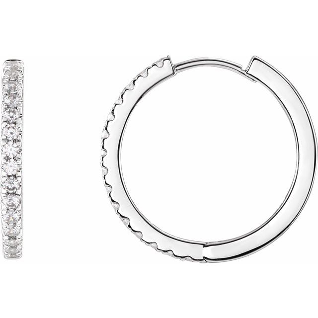 14K White 3/8 CTW Lab-Grown Diamond 17.4 mm Hoop Earrings