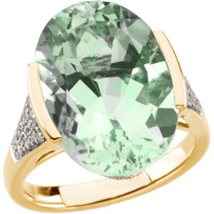 Green Quartz & Diamond Accented Ring