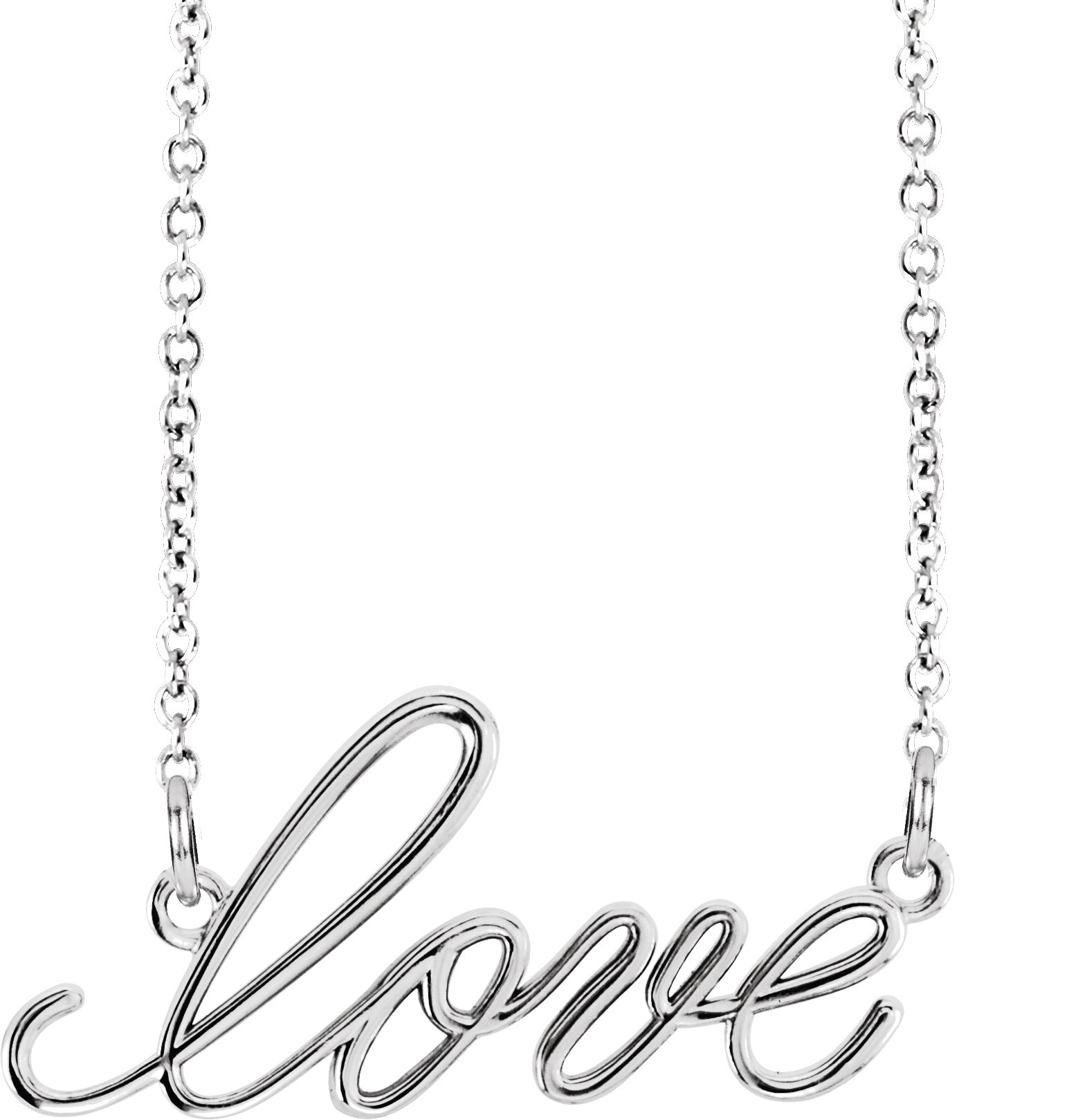 14K White "Love" 16.5" Necklace 