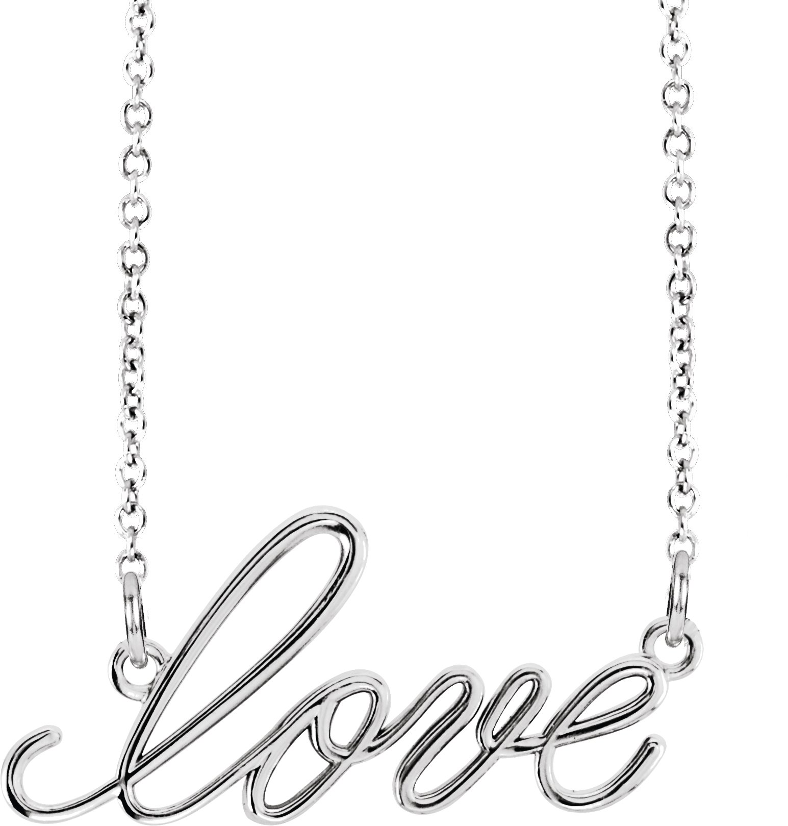 14K White Love 16 1/2" Necklace 