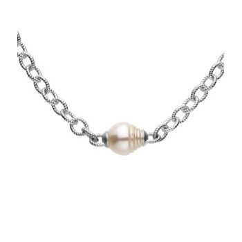 Sterling Silver Freshwater Cultured Pearl Station 17 18 inch Necklace Ref. 2500707