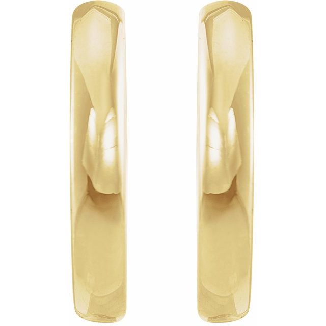 14K Yellow 15 mm Hinged Huggie Hoop Earrings