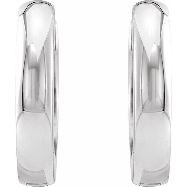 14K White 12 mm Hinged Huggie Hoop Earrings