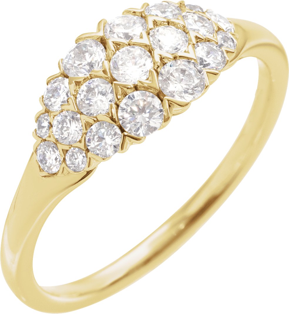 14K Yellow 1/2 CTW Natural Diamond Cluster Ring