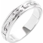 14K White 4 mm Floral Band Size 7