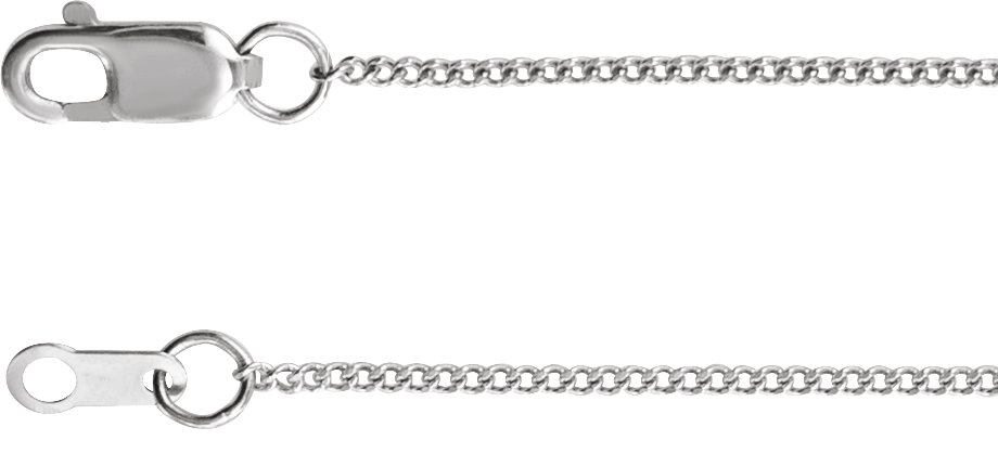 14K White 1 mm Diamond-Cut Curb 20" Chain