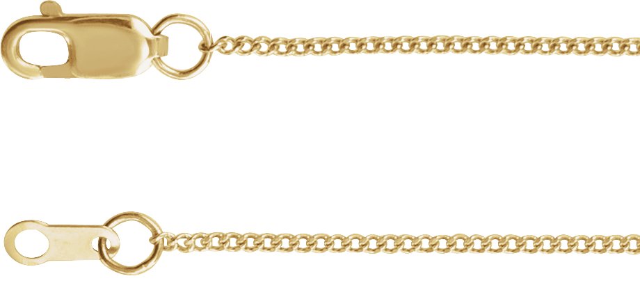 14K Yellow 1 mm Diamond-Cut Curb 20" Chain