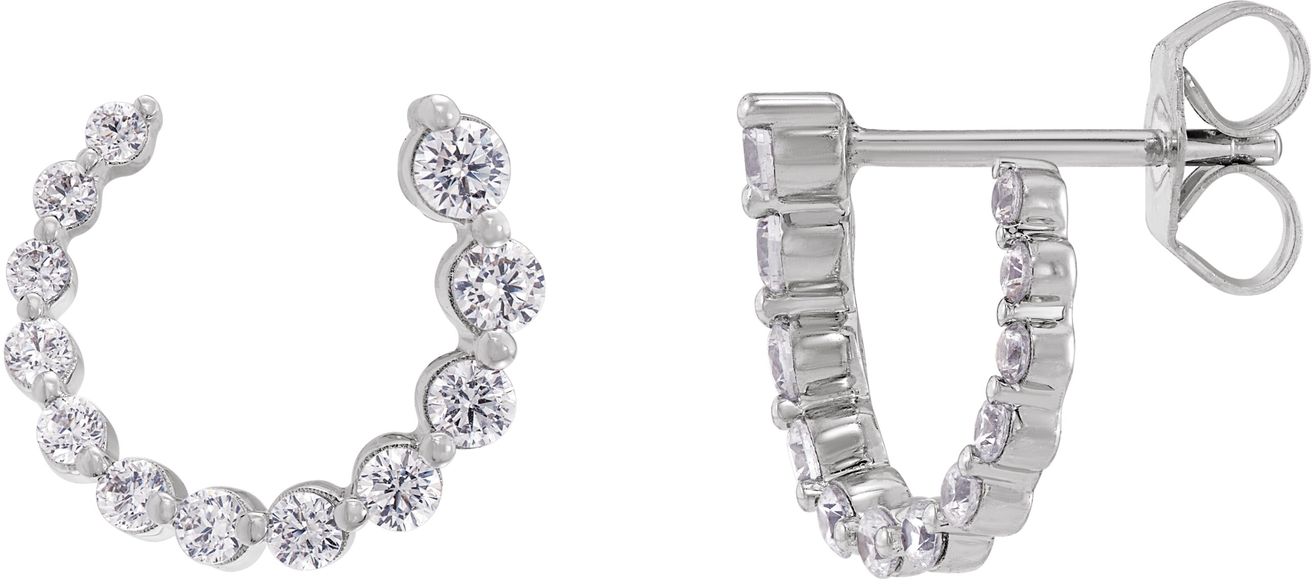 14K White 1/2 CTW Natural Diamond Front-Back Earrings