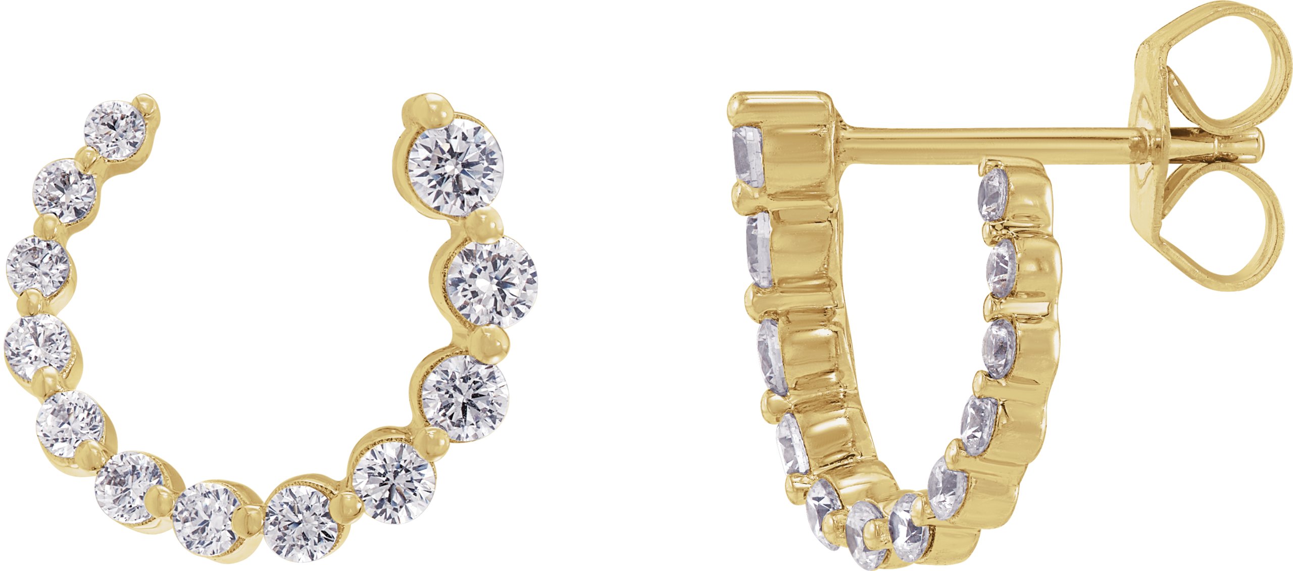 14K Yellow 1/2 CTW Natural Diamond Front-Back Earrings