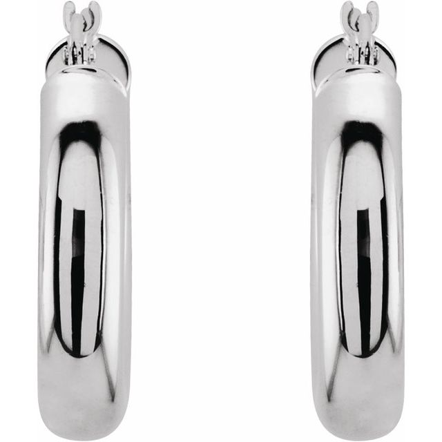 14K White 20 mm Tube Hoop Earrings
