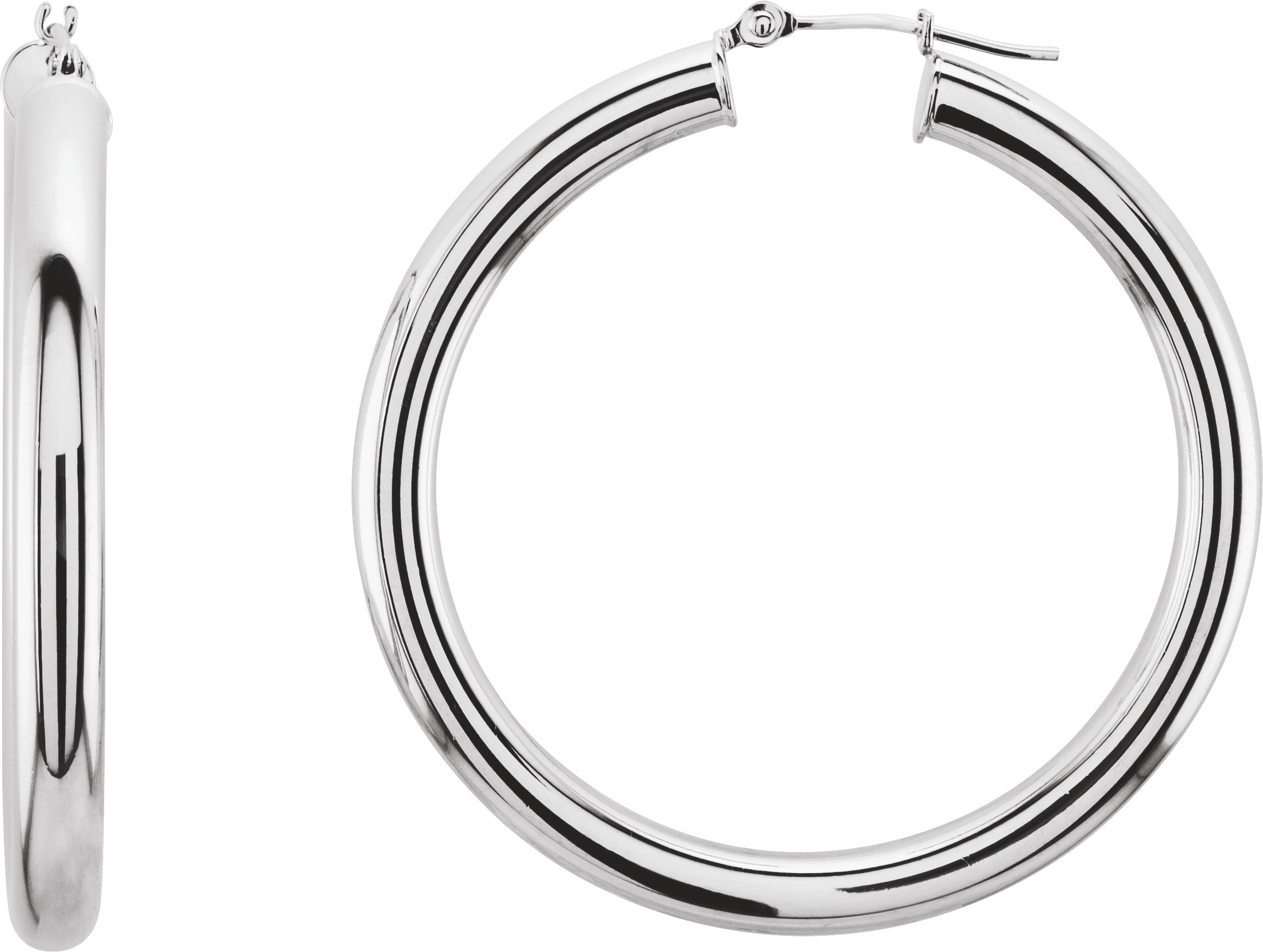 14K White 40 mm Tube Hoop Earrings Ref 20398085