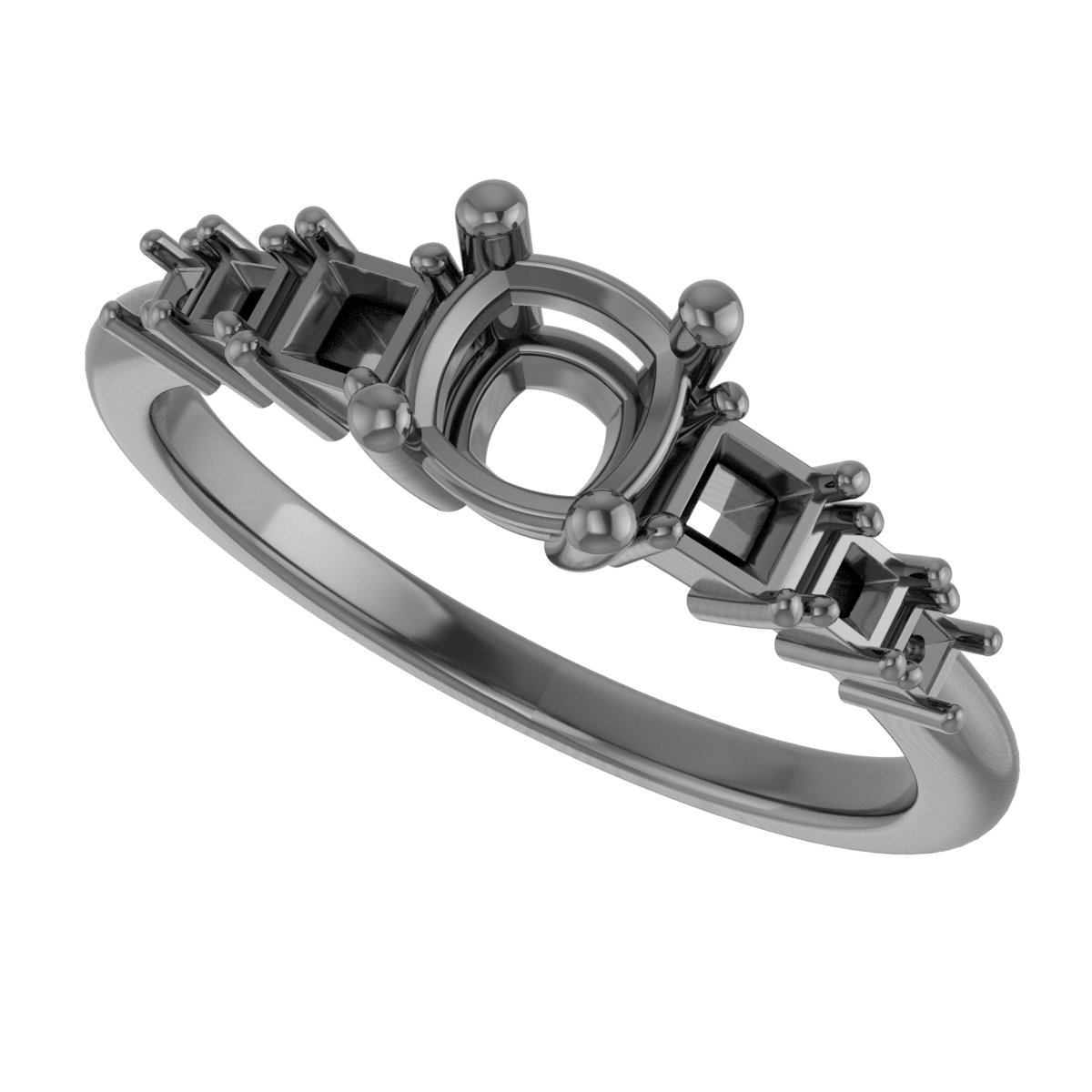 6x6 mm Square Engagement Ring Mounting view 5