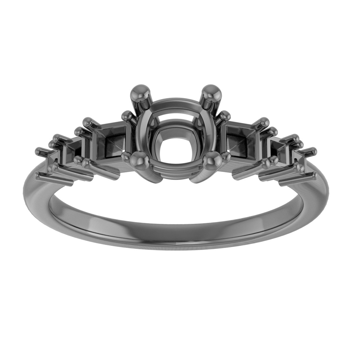 6x6 mm Square Engagement Ring Mounting view 3