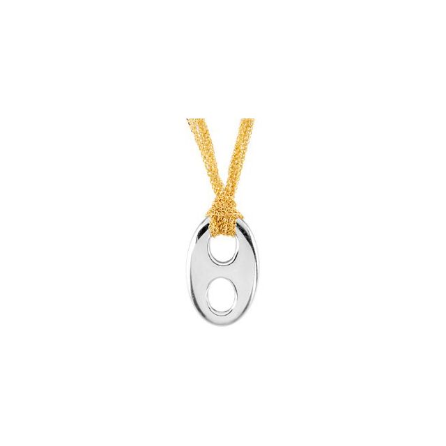 Sterling Silver 25.2x16.37 mm Marine Link Pendant