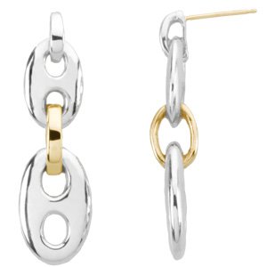 Sterling Silver & 14K Yellow Marine Link Earring 