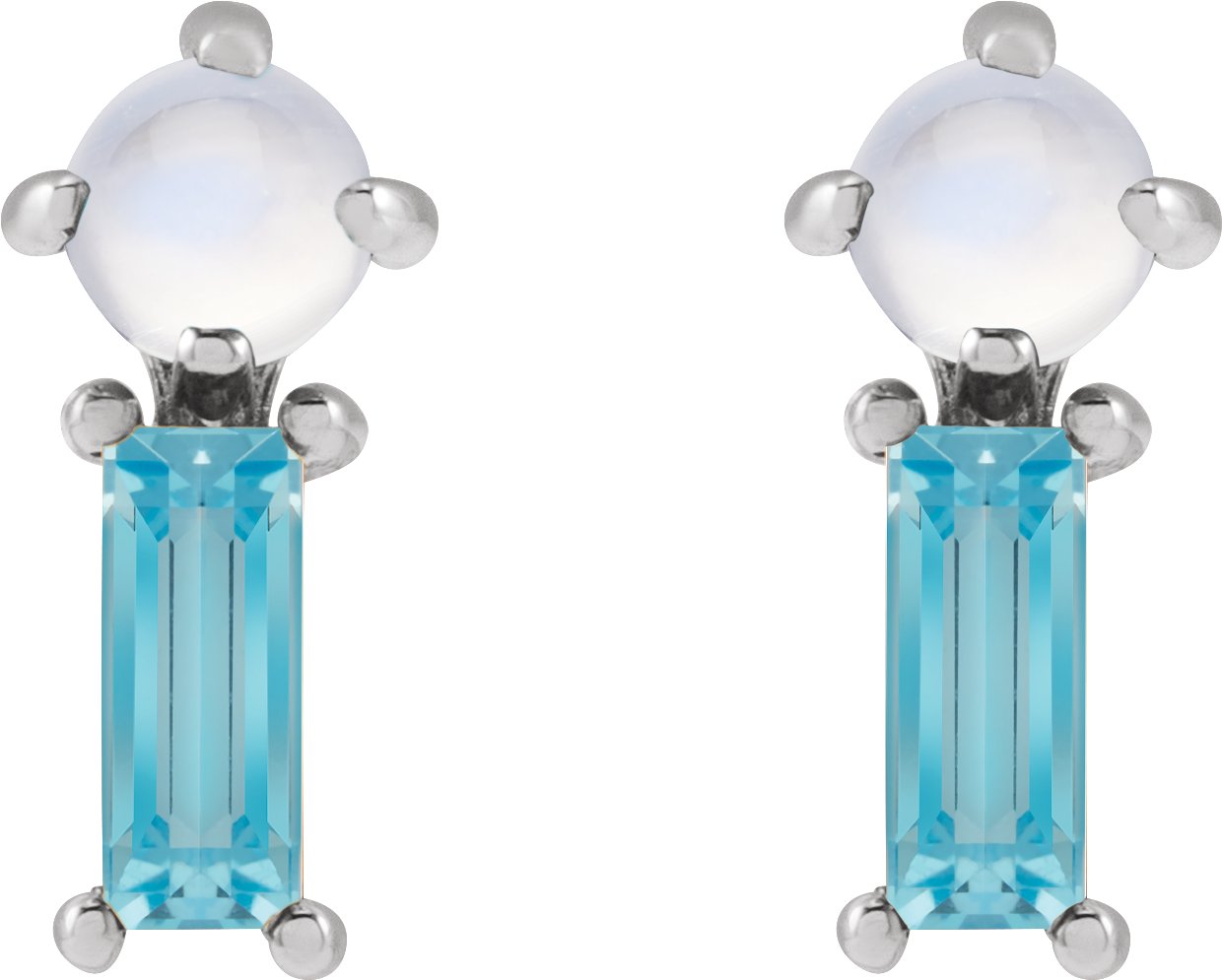 Natural White Opal & Natural Pink Tourmaline Earrings view 2