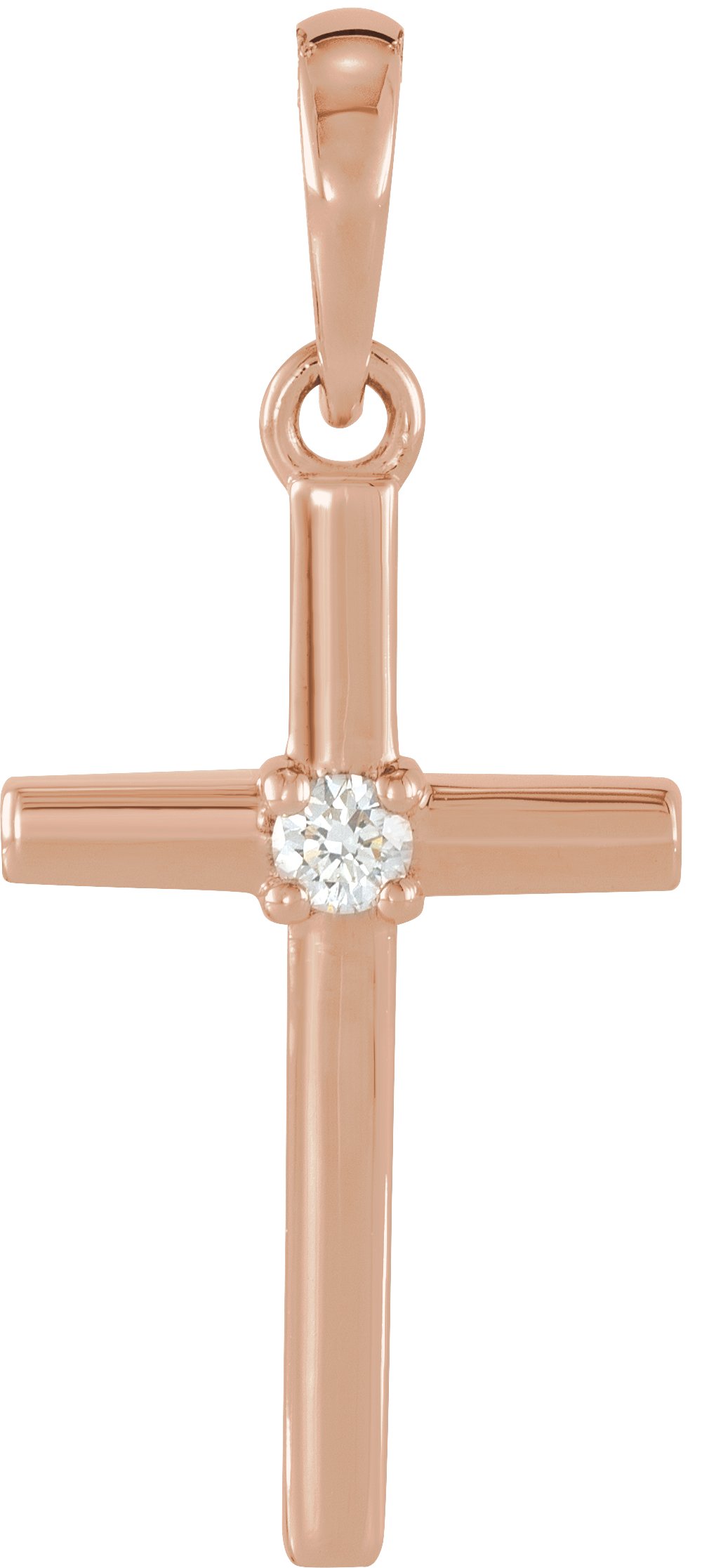 14K Rose .015 CT Natural Diamond Cross Pendant Ref 19210732