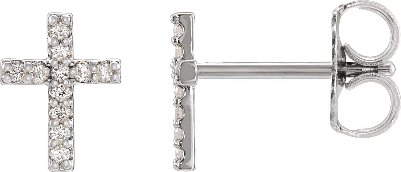 14K White .05 CTW Natural Diamond Cross Earrings