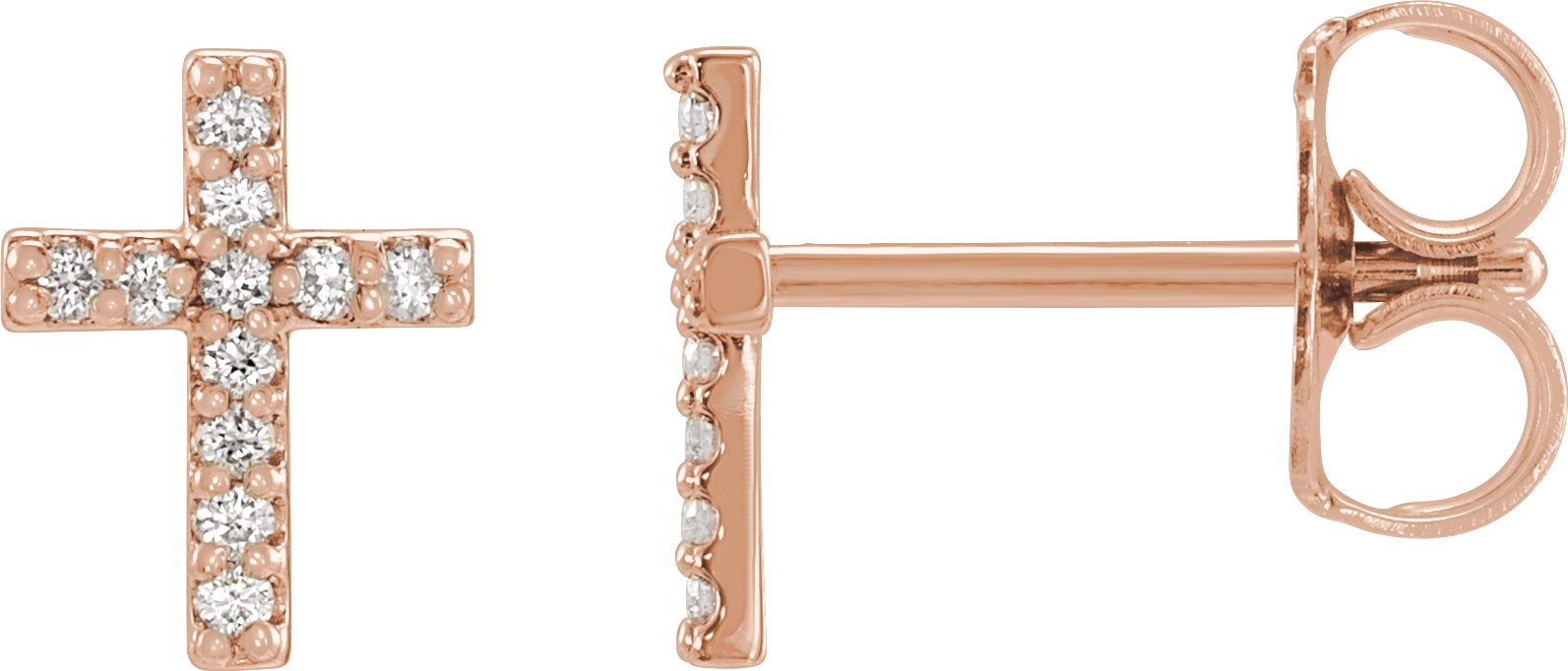 14K Rose .05 CTW Natural Diamond Cross Earrings