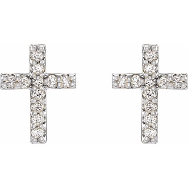 Platinum .05 CTW Natural Diamond Cross Earrings
