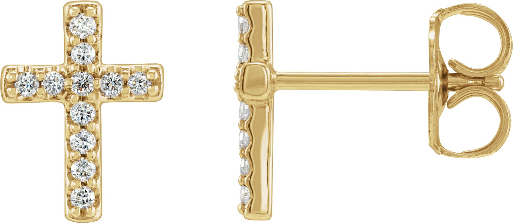 14K Yellow 1/10 CTW Natural Diamond Cross Earrings