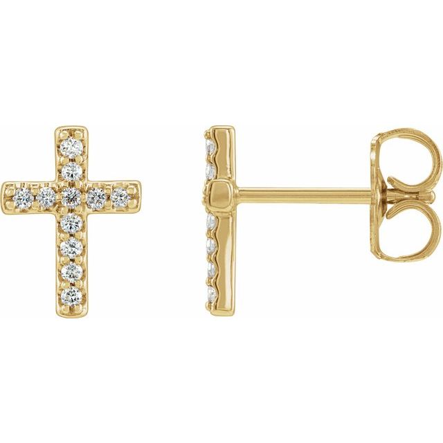 14K Yellow 1/10 CTW Natural Diamond Cross Earrings