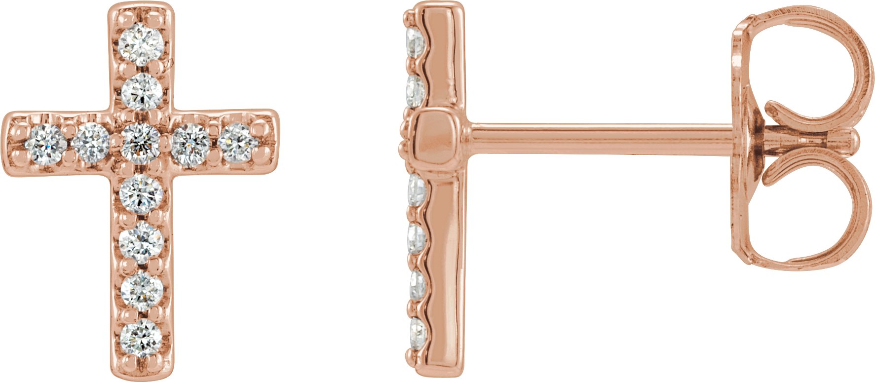 14K Rose 1/10 CTW Natural Diamond Cross Earrings