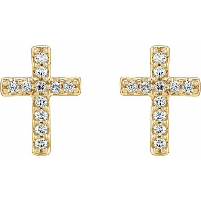 14K Yellow 1/10 CTW Natural Diamond Cross Earrings