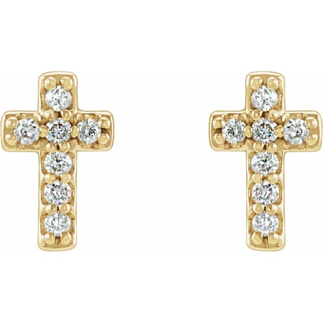 14K Yellow .06 CTW Natural Diamond Cross Earrings
