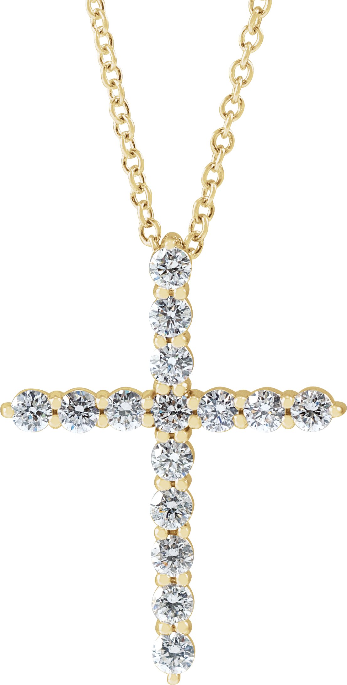 14K Yellow .50 CTW Natural Diamond Cross 16 18 inch Necklace Ref 19907055