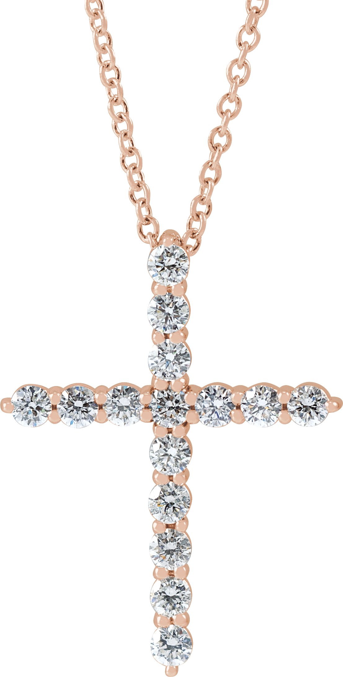 14K Rose .75 CTW Lab Grown Diamond Cross 16 18 inch Necklace Ref 21558849