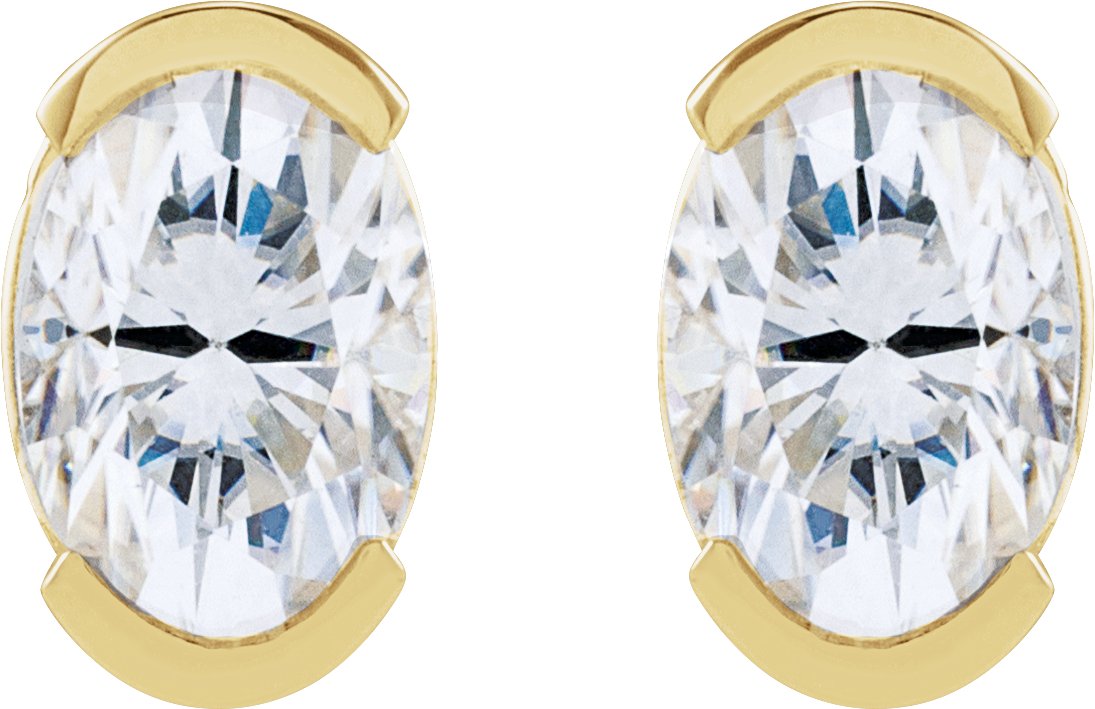 Alternative view of Half-Bezel Solitaire Stud Earrings