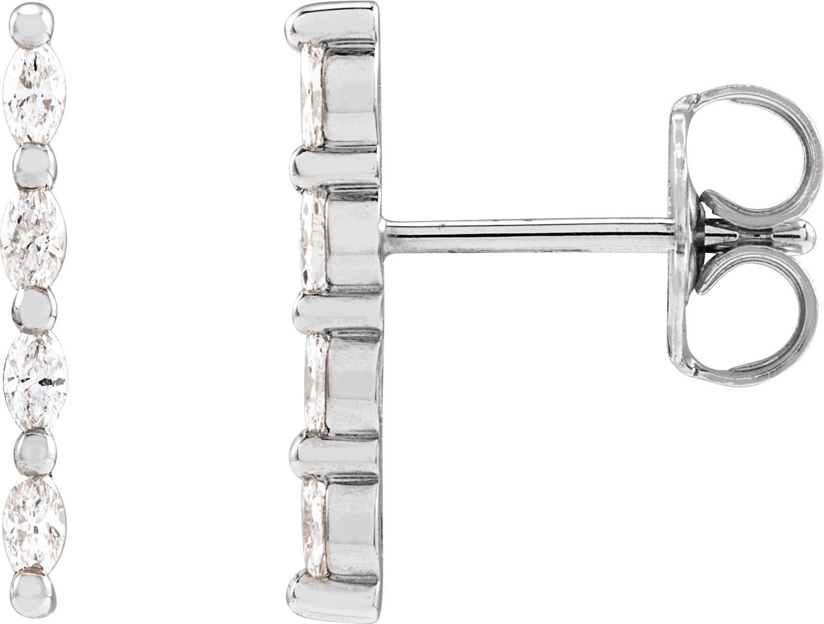 Sterling Silver 1/6 CTW Natural Diamond Bar Earring