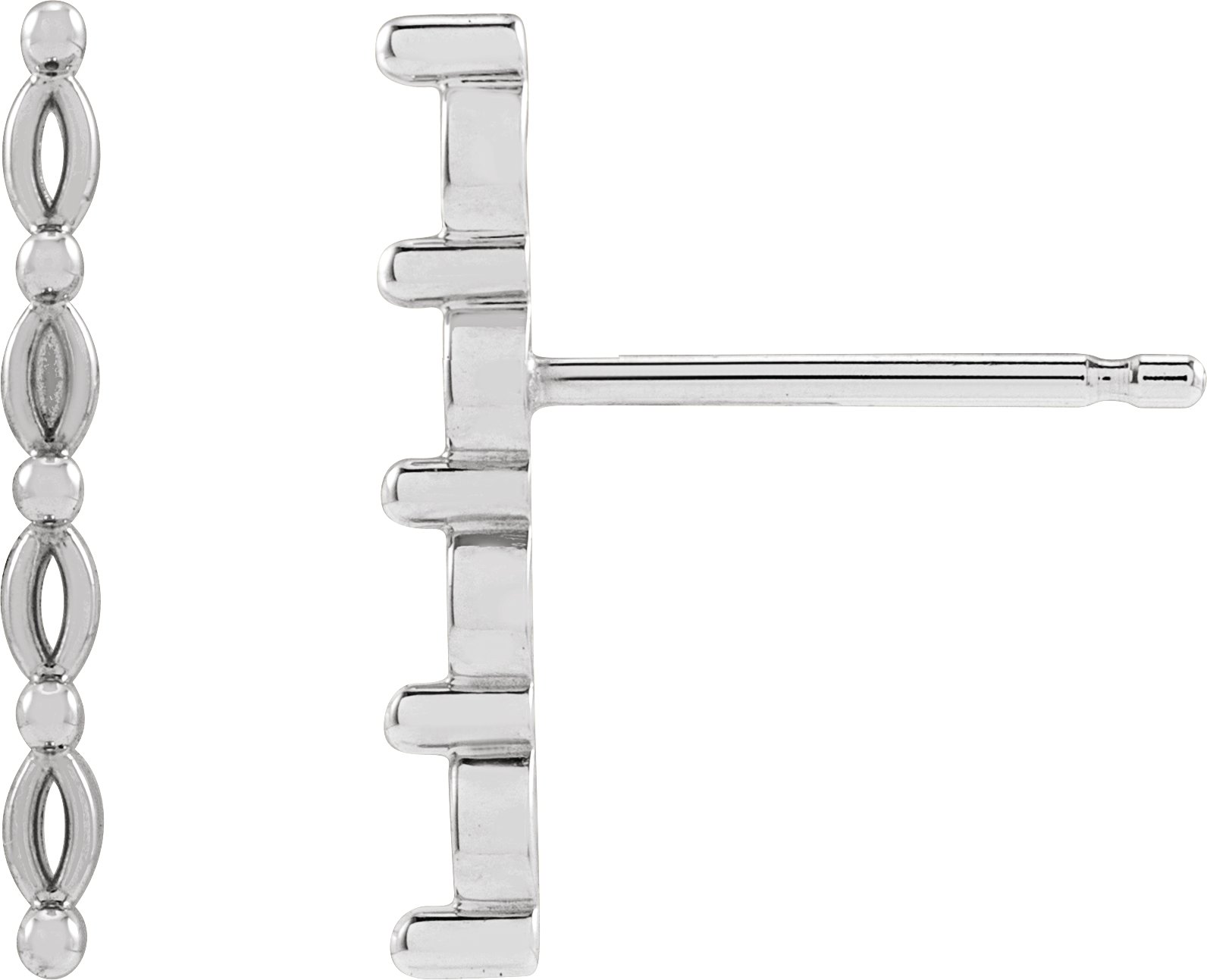 Platinum 2.5x1.25 mm Marquise Bar Earring Mounting