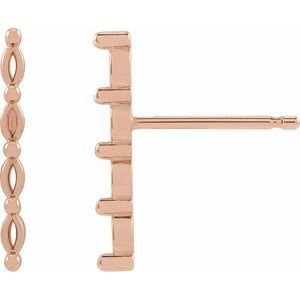 14K Rose 2.5x1.25 mm Marquise Bar Earring Mounting