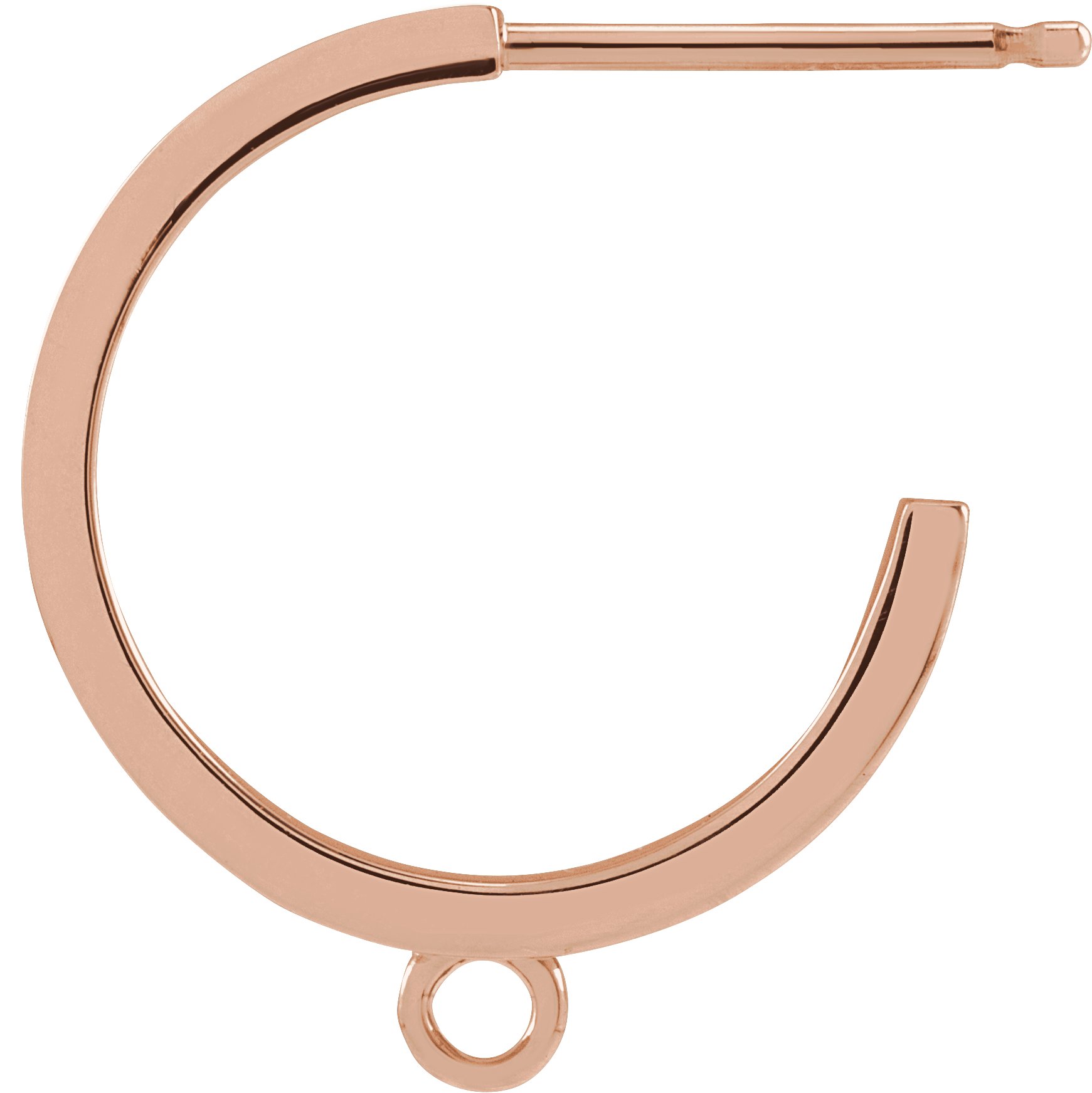 18K Rose 12 mm Hoop Earring Top