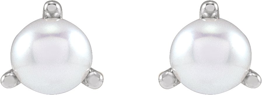 Alternative view of Seed Pearl 3-Prong Stud Earrings
