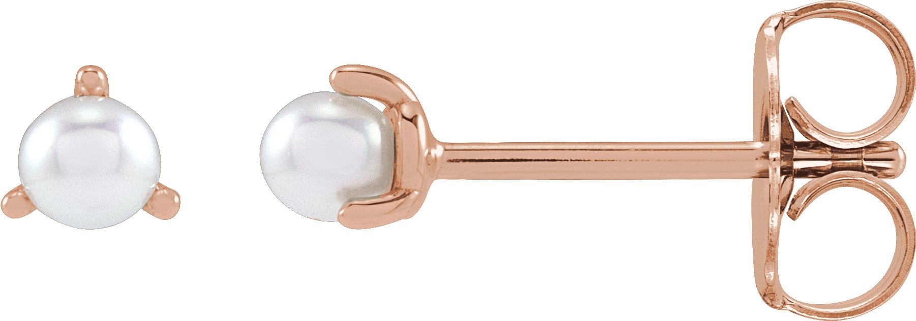 Seed Pearl 3-Prong Stud Earrings